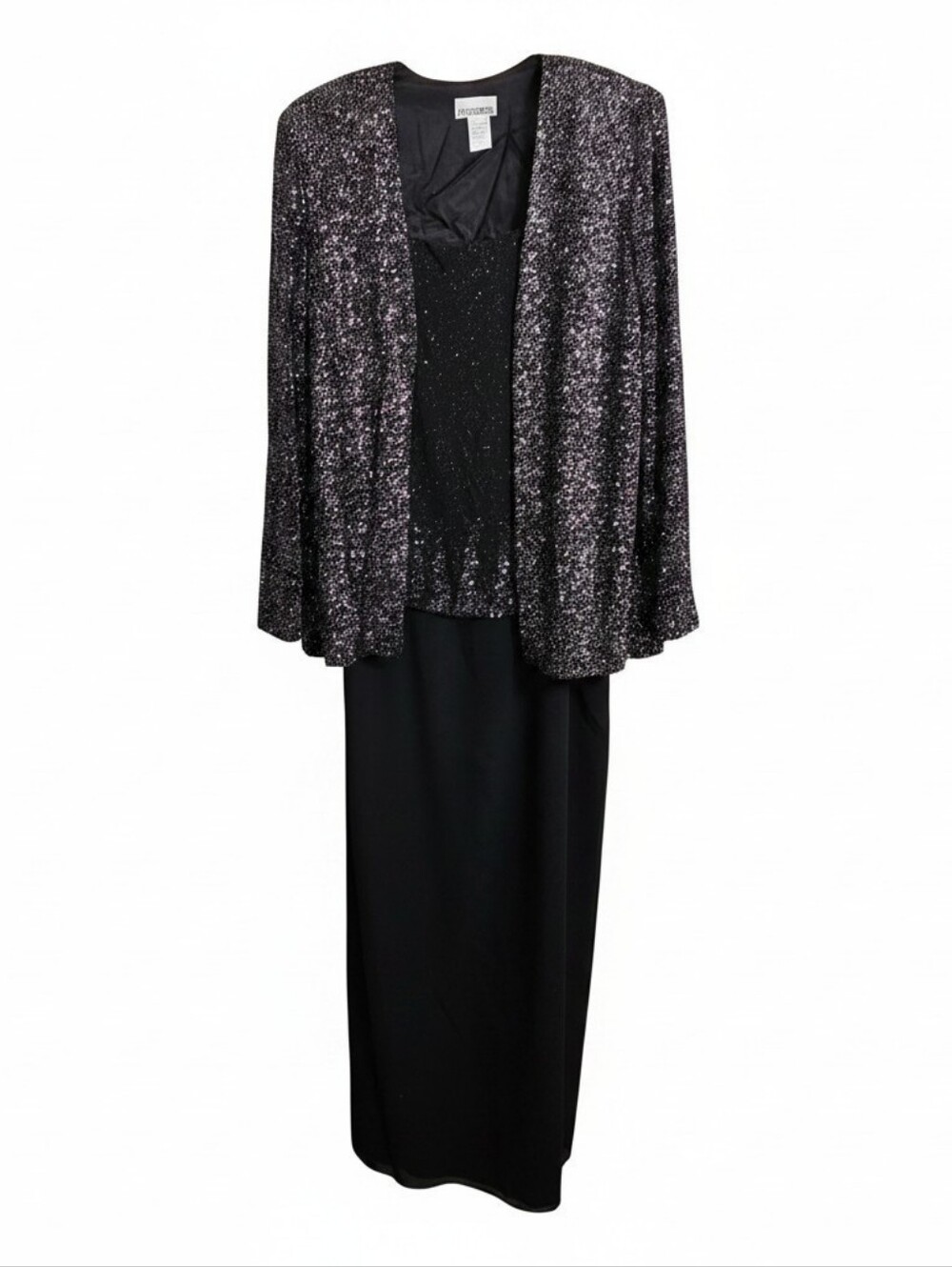Vintage After Dark Y2K Long Evening Formal 2pc Jacket Dress Glitter Size 14